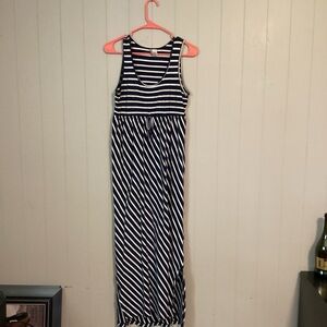 Navy Blue Striped Maxi Dress